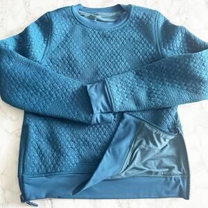 Ivivva/Lululemon Quilted Reversible Pullover Sweatshirt Teal Blue Side Zip